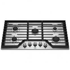 Whirlpool Gas Cooktop - 5 Burners - 36-in - 15,000 BTU - Stainless Steel