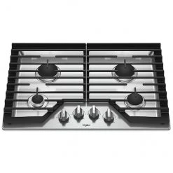 Whirlpool Gas Cooktop - 4 Burners - 30-inch - Stainless Steel - 15,000 BTU