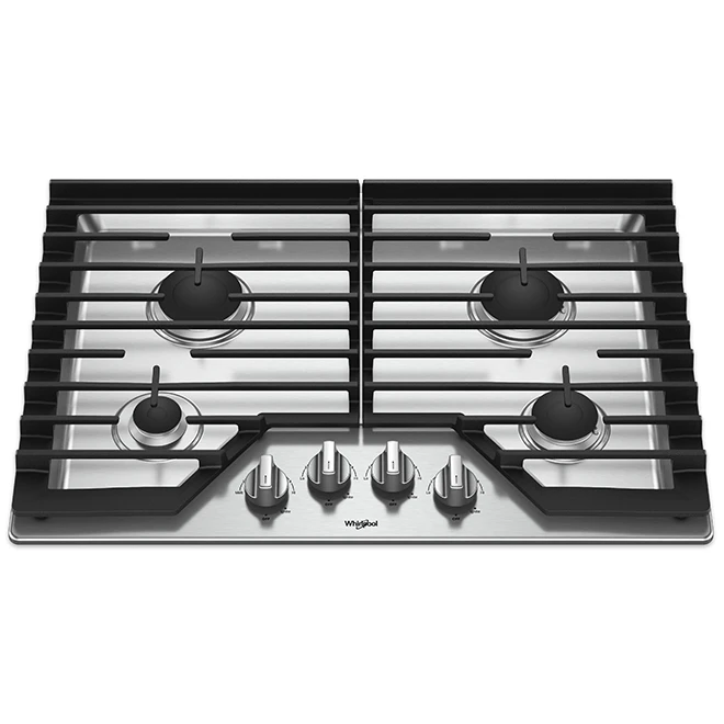Whirlpool Gas Cooktop - 4 Burners - 30-inch - Stainless Steel - 15,000 BTU 3 Whirlpool Gas Cooktop - 4 Burners - 30-inch - Stainless Steel - 15,000 BTU