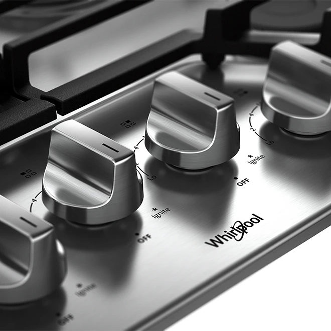 Whirlpool Gas Cooktop - 4 Burners - 30-inch - Stainless Steel - 15,000 BTU 4 Whirlpool Gas Cooktop - 4 Burners - 30-inch - Stainless Steel - 15,000 BTU - Image 2